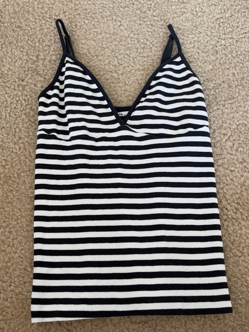 Brandy Melville Black and White Striped Ribbed Tank